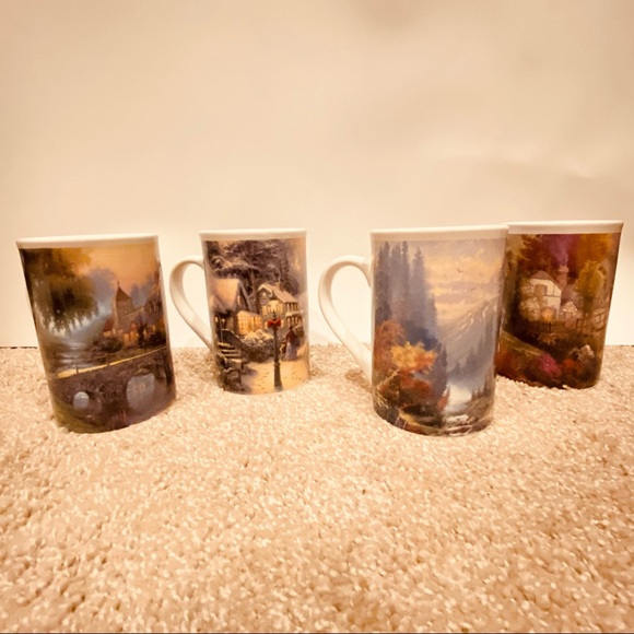 THOMAS KINKADE Lot of 4 Christmas Coffee Mugs EUC 1992-2003 - Picture 2 of 16